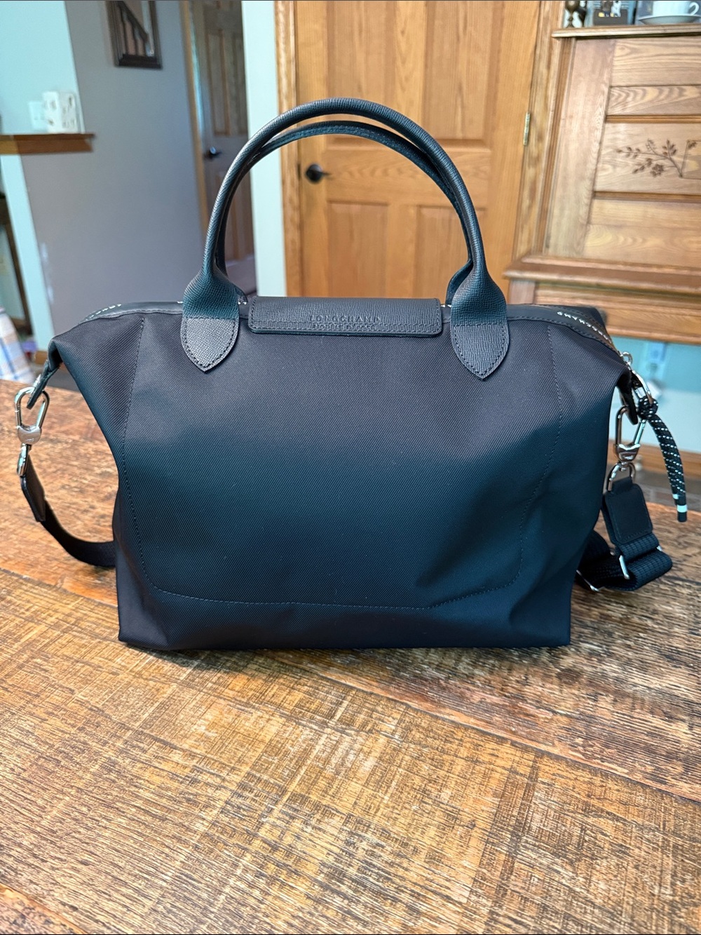 Longchamp Le Pliage Energy - Handbag L Black Nylon Shoulder Tote w Leather Trim - Picture 5 of 17